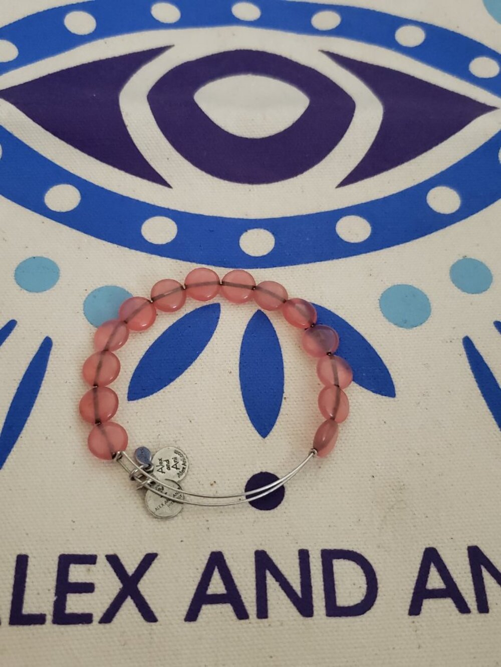 Alex and Ani Beaded Bangle Silver / Pink 81